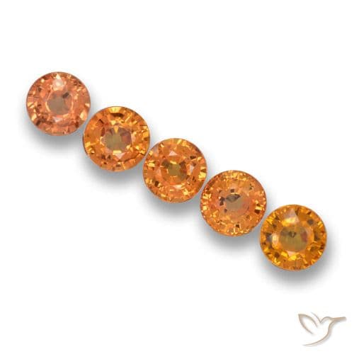 2.95ct Natural Medium Orange Sapphire, Round Cut, 4.92 mm