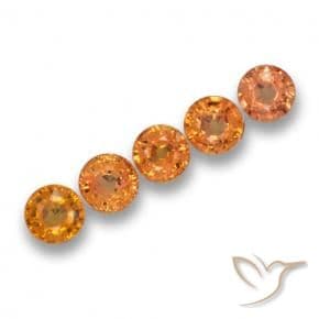 2.95ct Natural Medium Orange Sapphire, Round Cut, 4.92 mm