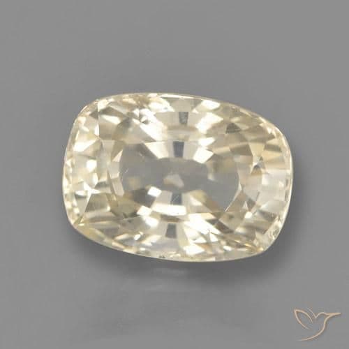 1.45ct Natural Light Yellow Sapphire, Cushion Cut, 6.9x5 mm