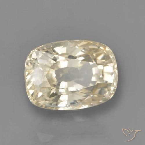 1.45ct Natural Light Yellow Sapphire, Cushion Cut, 6.9x5 mm