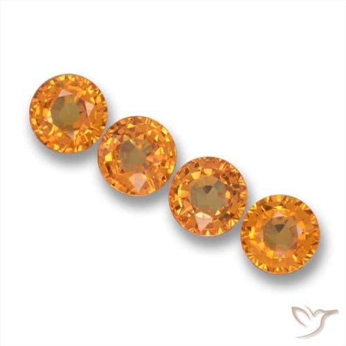 2.33ct Natural Deep Orange-Gold Sapphire, Round Cut, 4.88 mm