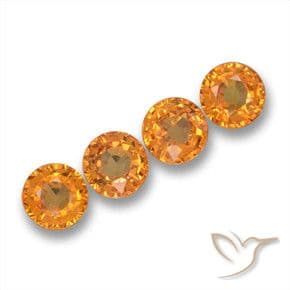 2.33ct Natural Deep Orange-Gold Sapphire, Round Cut, 4.88 mm