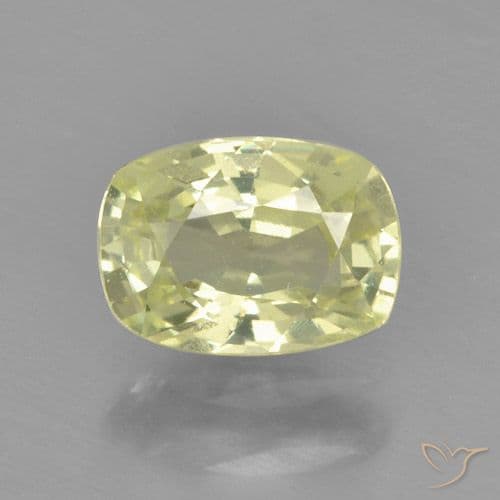 0.85ct Greenish Yellow Sapphire, Cushion Cut, 5.6x4.6 mm