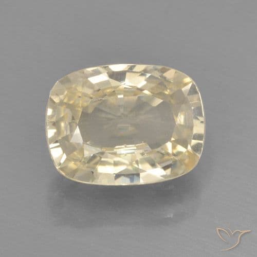 1.31ct Light Yellow Sapphire, Cushion Cut, 7.4x5.7 mm