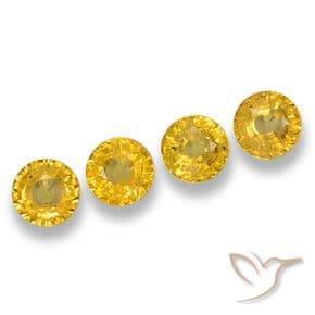 2.46ct Natural Medium Yellow Sapphire, Round Cut, 4.84 mm