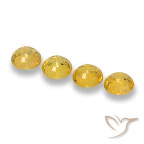 2.46ct Natural Medium Yellow Sapphire, Round Cut, 4.84 mm