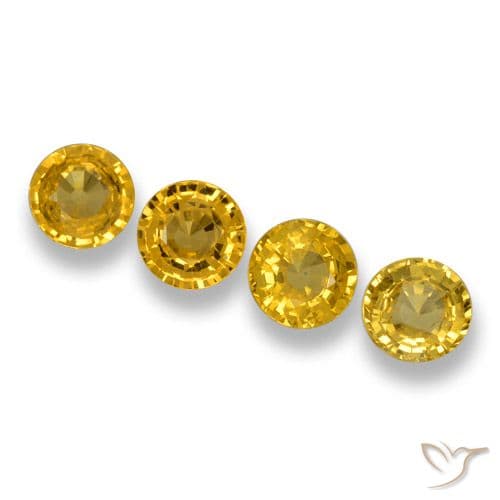 2.92ct Natural Deep Yellow Sapphire, Round Cut, 5.15 mm