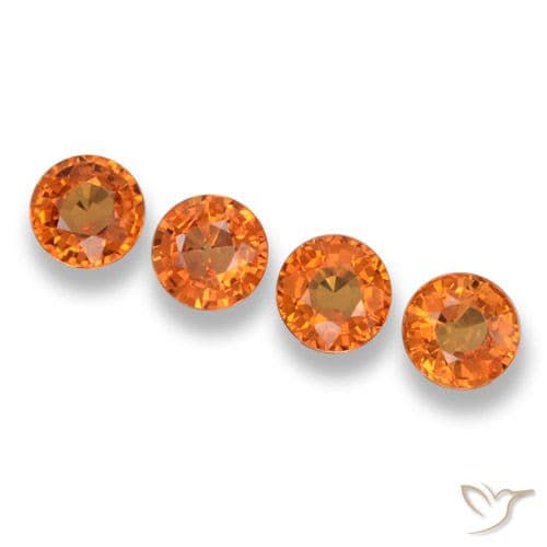 2.35ct Natural Deep Orange Sapphire, Round Cut, 4.88 mm