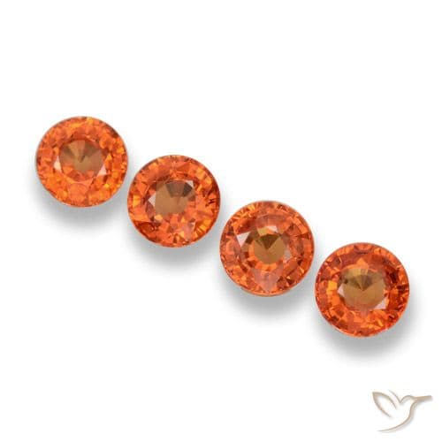 2.25ct Natural Medium Orange Sapphire, Round Cut, 4.80 mm