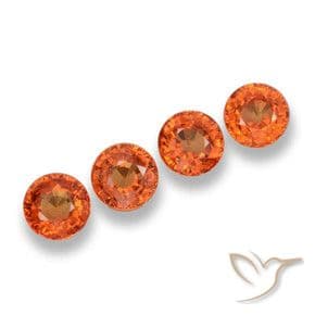 2.25ct Natural Medium Orange Sapphire, Round Cut, 4.80 mm