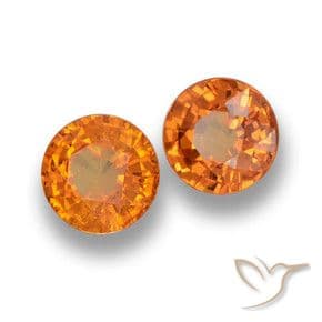 1.39ct Natural Medium Orange Sapphire, Round Cut, 5.09 mm