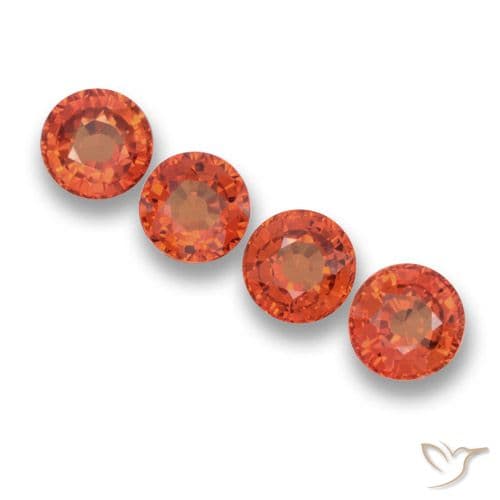 2.46ct Natural Medium Orange Sapphire, Round Cut, 4.90 mm