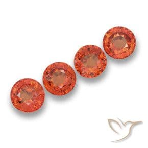 2.46ct Natural Medium Orange Sapphire, Round Cut, 4.90 mm