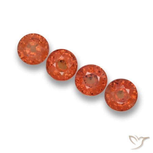 2.30ct Natural Reddish Orange Sapphire, Round Cut, 4.76 mm