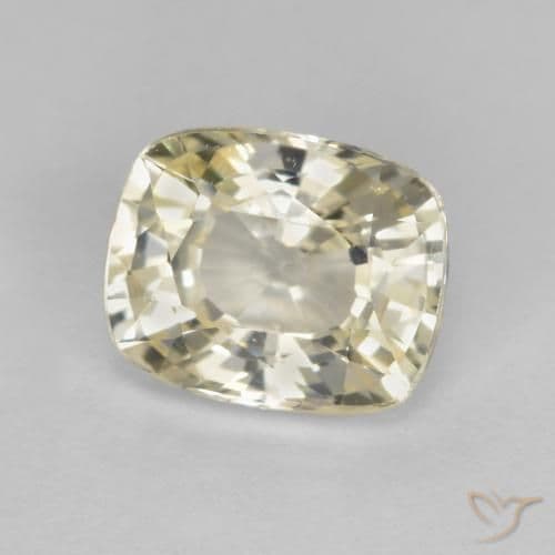 1.45ct Natural Light Yellow Sapphire, Cushion Cut, 6.9x5 mm