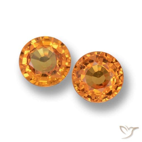 1.18ct Natural Orange Sapphire, Round Cut, 5.00 mm