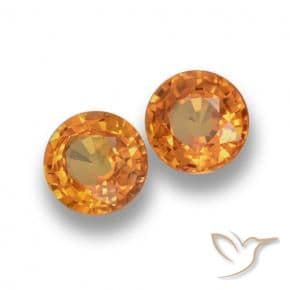 1.18ct Natural Orange Sapphire, Round Cut, 5.00 mm