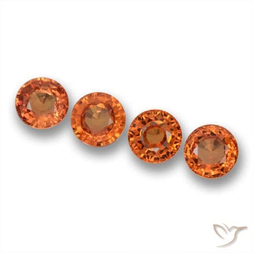 2.36ct Natural Deep Orange Sapphire, Round Cut, 4.98 mm