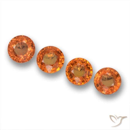 2.42ct Natural Bright Orange Sapphire, Round Cut, 5.15 mm