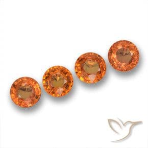 2.42ct Natural Bright Orange Sapphire, Round Cut, 5.15 mm