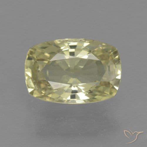 0.85ct Greenish Yellow Sapphire, Cushion Cut, 5.6x4.6 mm