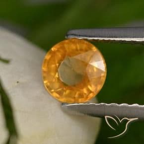 0.58ct Natural Deep Orange-Gold Sapphire, Round Cut, 4.98 mm