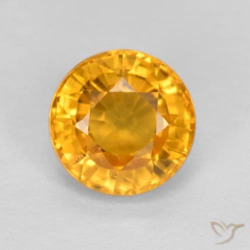 0.75ct Natural Medium Orange Sapphire, Round Cut, 5.07 mm