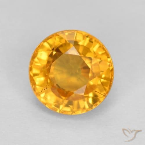 0.75ct Natural Medium Orange Sapphire, Round Cut, 5.07 mm