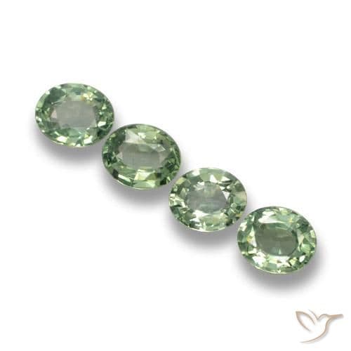 3.20ct Medium-Light Green Sapphire, Oval Cut, 6x4.9 mm