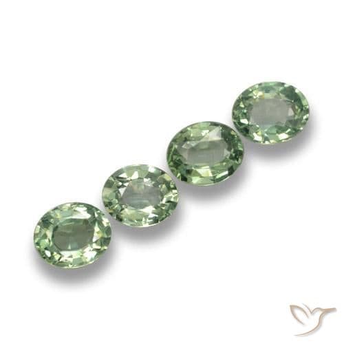 3.20ct Medium-Light Green Sapphire, Oval Cut, 6x4.9 mm