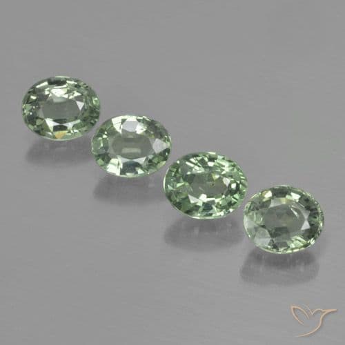 3.28ct Medium-Light Green Sapphire, Oval Cut, 6.2x4.9 mm