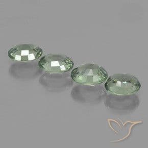3.28ct Medium-Light Green Sapphire, Oval Cut, 6.2x4.9 mm