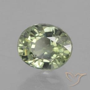 0.91ct Medium Light Green Sapphire, Oval Cut, 5.9x5 mm