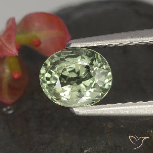 0.85ct Natural Light Green Sapphire, Oval Cut, 5.8x4.9 mm