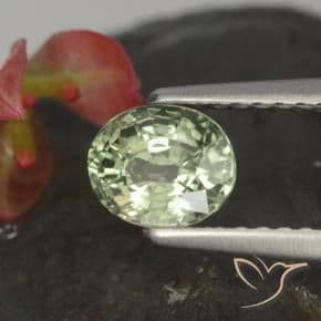 0.85ct Natural Light Green Sapphire, Oval Cut, 5.8x4.9 mm
