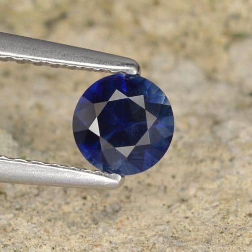 0.53ct Natural Deep Blue Sapphire, Round Cut, 4.99 mm