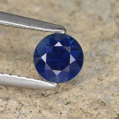 0.54ct Natural Dark Blue Sapphire, Round Cut, 4.92 mm
