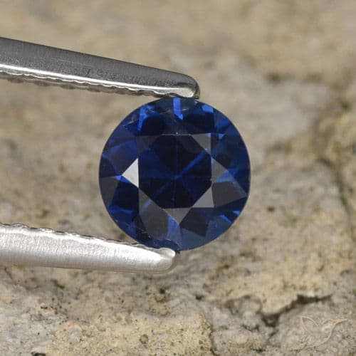 0.58ct Natural Dark Blue Sapphire, Round Cut, 4.95 mm