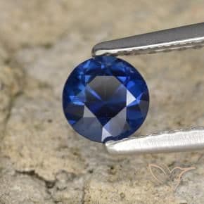 0.58ct Natural Dark Blue Sapphire, Round Cut, 4.95 mm