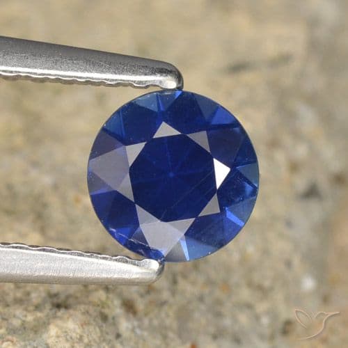0.61ct Natural Deep Blue Sapphire, Round Cut, 5.11 mm