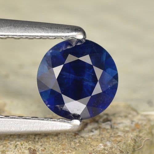 0.60ct Natural Deep Blue Sapphire, Round Cut, 5.08 mm