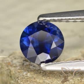 0.60ct Natural Deep Blue Sapphire, Round Cut, 5.08 mm