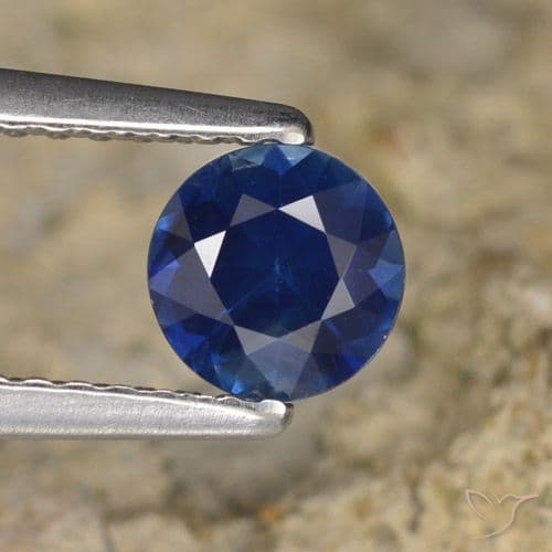 0.67ct Natural Navy Blue Sapphire, Round Cut, 5.19 mm