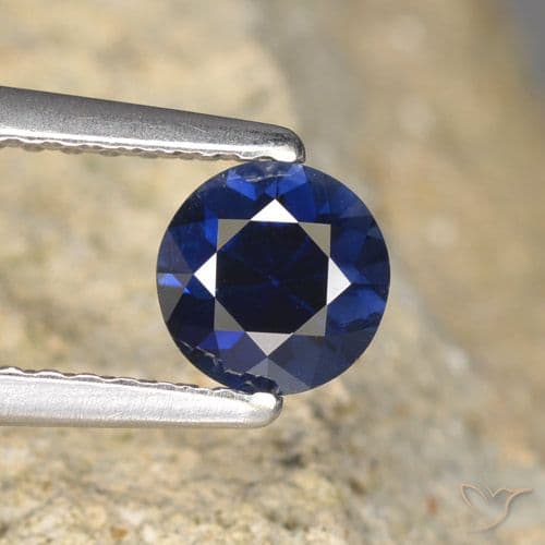 0.64ct Natural Navy Blue Sapphire, Round Cut, 5.18 mm