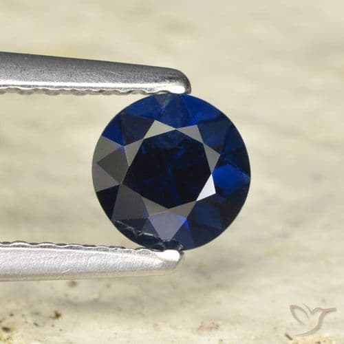 0.54ct Natural Dark Blue Sapphire, Round Cut, 4.94 mm