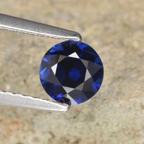 0.68ct Natural Deep Blue Sapphire, Round Cut, 5.37 mm