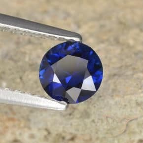 0.68ct Natural Deep Blue Sapphire, Round Cut, 5.37 mm