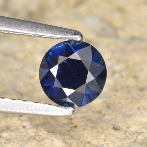 0.66ct Natural Deep Blue Sapphire, Round Cut, 5.20 mm
