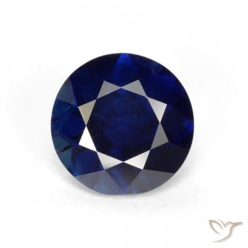 0.56ct Natural Dark Blue Sapphire, Round Cut, 4.99 mm
