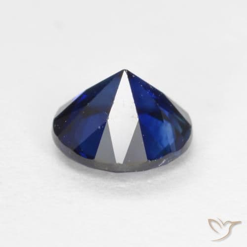 0.56ct Natural Dark Blue Sapphire, Round Cut, 4.99 mm